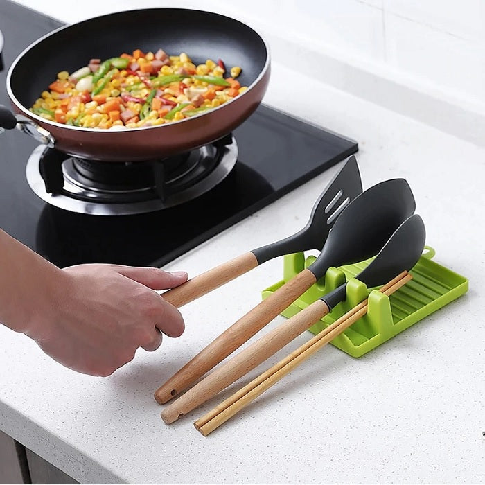 Plastic Spoon Rest Tray – 4-Slot Utensil Holder for Cooking
