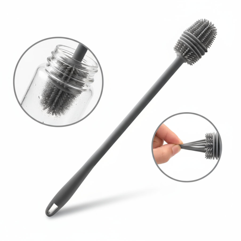 Silicone Long Handle Bottle Cleaning Brush – Multipurpose for Various Bottle Openings