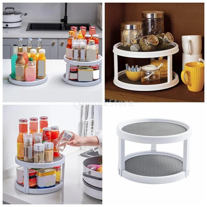 Double Layer Rotating Tray – 10-Inch Spice Rack Organizer