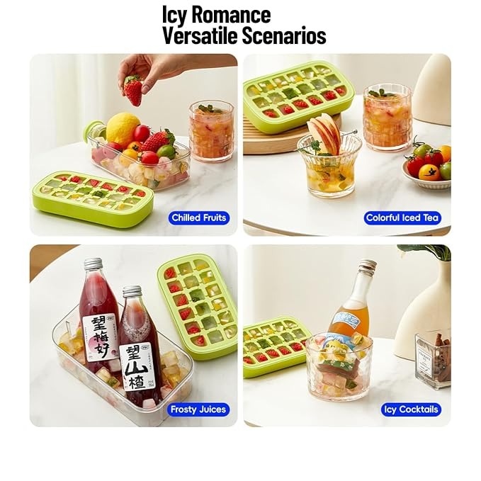 Ice Cube Bottle 800ml – 2-in-1 Tray & Bottle with Straw