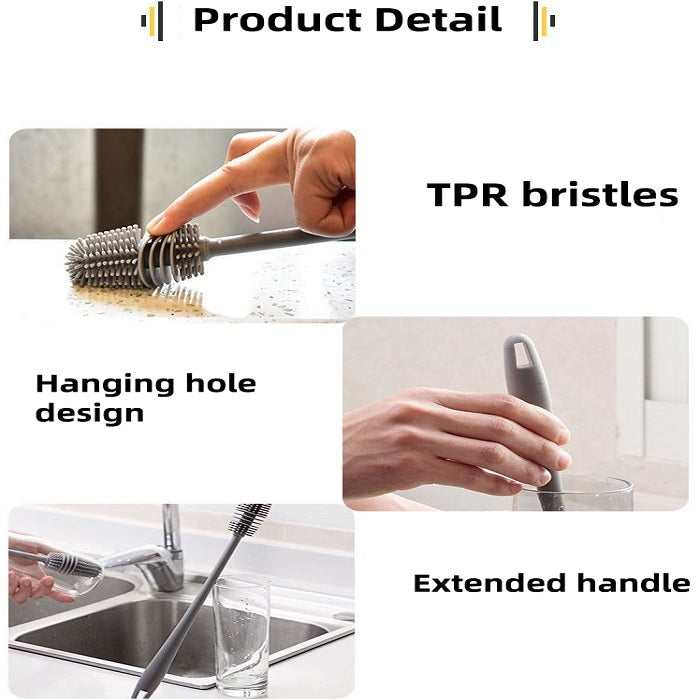 Silicone Long Handle Bottle Cleaning Brush – Multipurpose for Various Bottle Openings