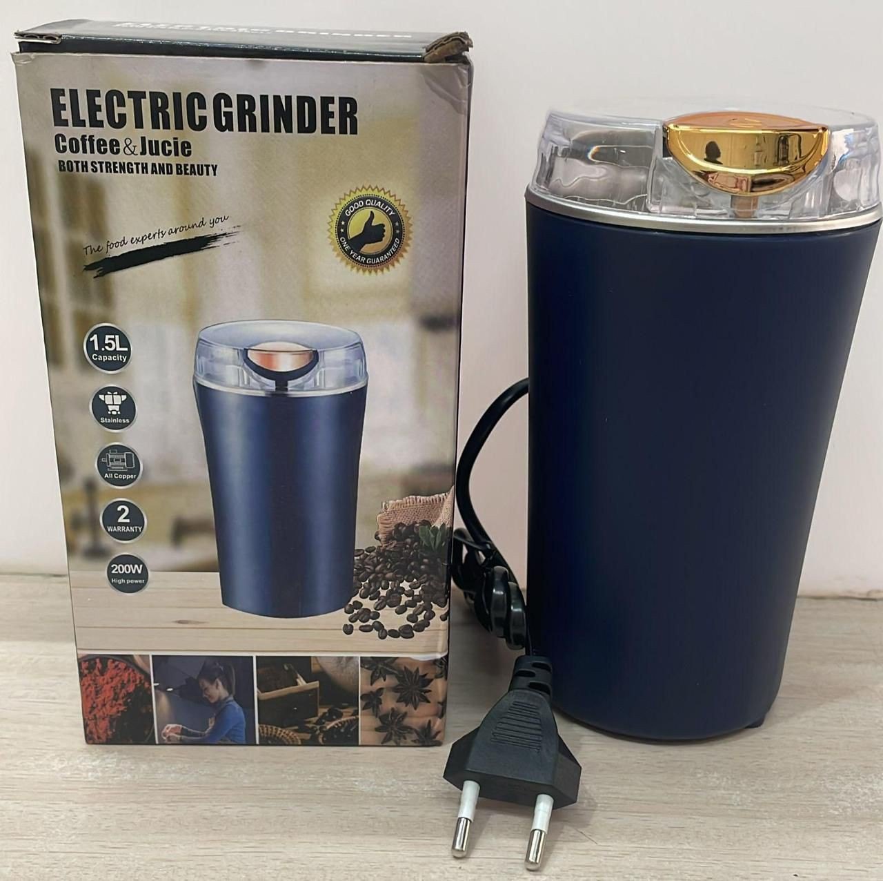 Electric Coffee & Spice Grinder – Stainless Steel, Overheat Protection