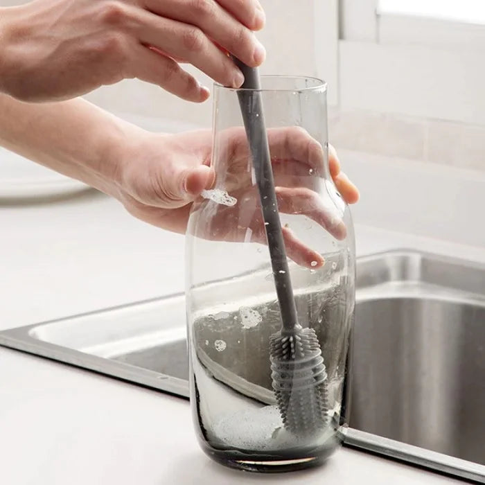 Silicone Long Handle Bottle Cleaning Brush – Multipurpose for Various Bottle Openings