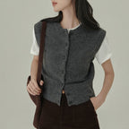 Wool Sleeveless Knit Vest – Minimalist Layering Essential