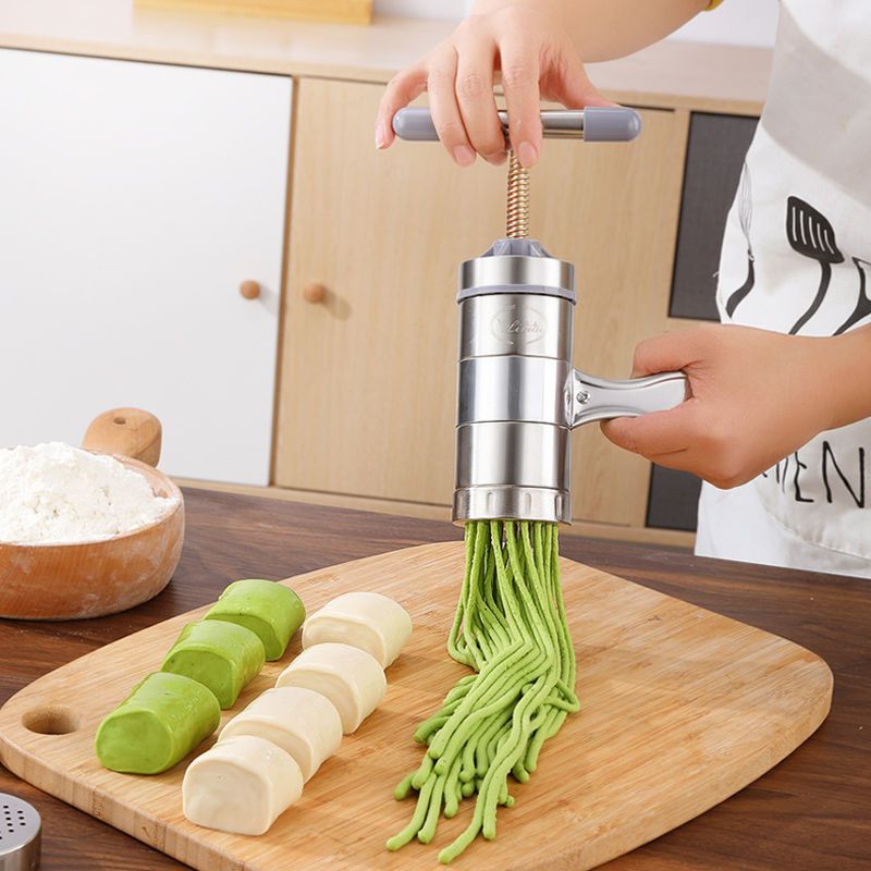 Manual Stainless Steel Noodle Maker | 5 Molds for Easy Homemade Pasta