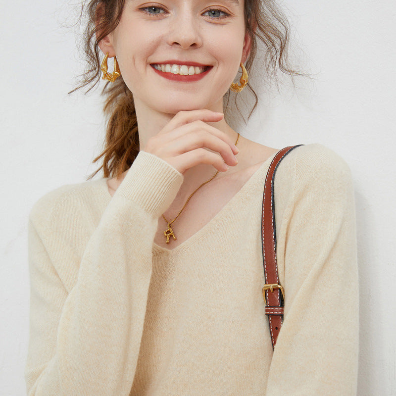 Women's Pure Wool V-Neck Sweater