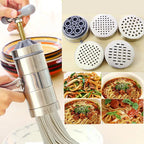 Manual Stainless Steel Noodle Maker | 5 Molds for Easy Homemade Pasta