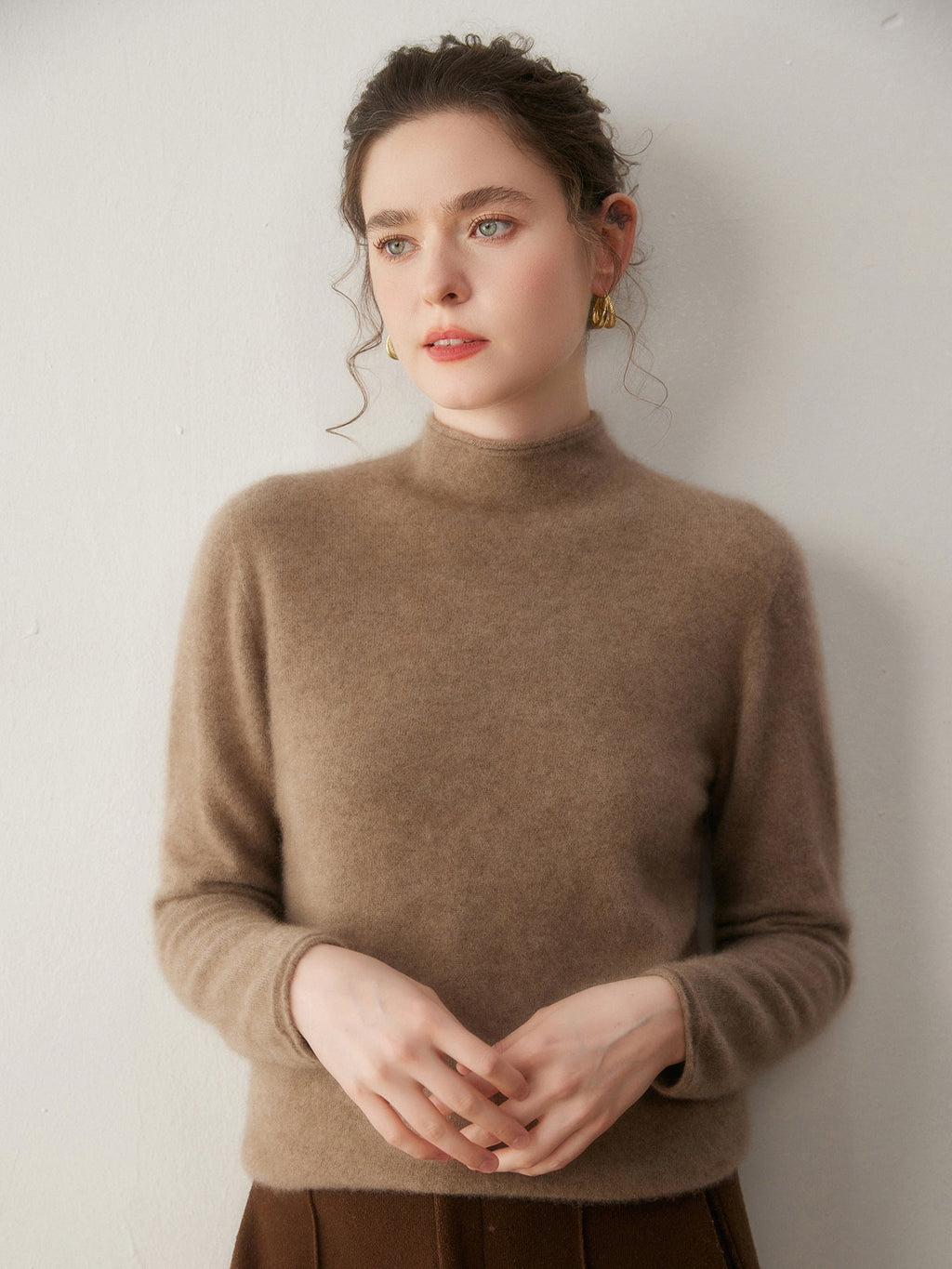 Premium Cashmere Sweater for Women – Knit, Half Turtleneck, Warm & Soft