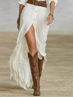 Fashion Lapel Single-breasted Waist Shirt-style Maxi Dress