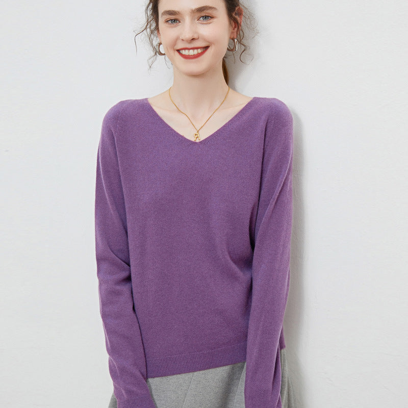 Women's Pure Wool V-Neck Sweater