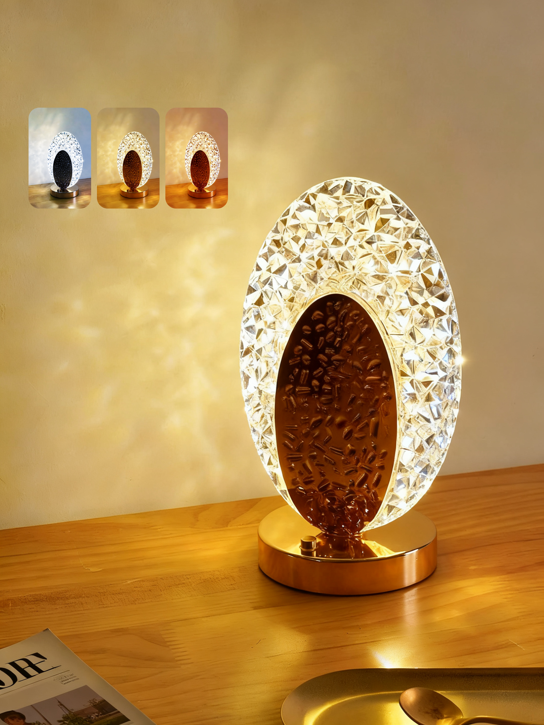 🎄50K+ SOLD! ✨Rechargeable Luxury Crystal LED Night Light Lamp
