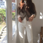 Women's 100% Wool Cardigan – Round Neck, Cozy & Stylish