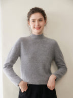 Premium Cashmere Sweater for Women – Knit, Half Turtleneck, Warm & Soft