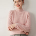 Premium Cashmere Sweater for Women – Knit, Half Turtleneck, Warm & Soft