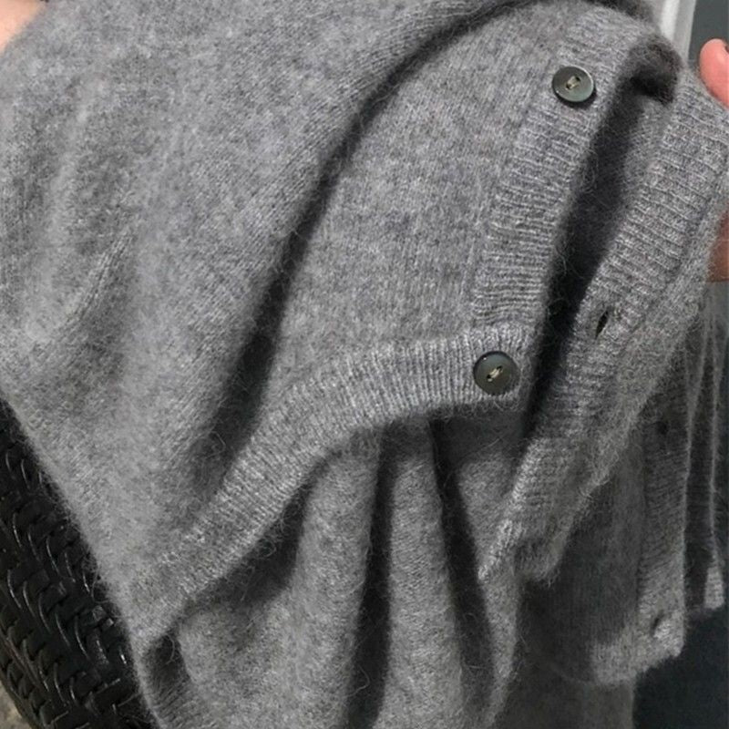 Women's 100% Wool Cardigan – Round Neck, Cozy & Stylish