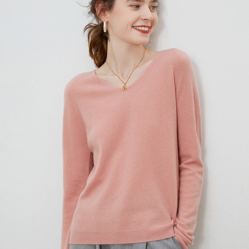 Women's Pure Wool V-Neck Sweater