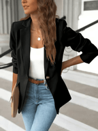 Women's Minimalist Solid Button Lapel Collar Blazer