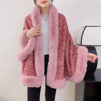 Elegant Faux Fur Sequin Shawl for Women - New Arrival