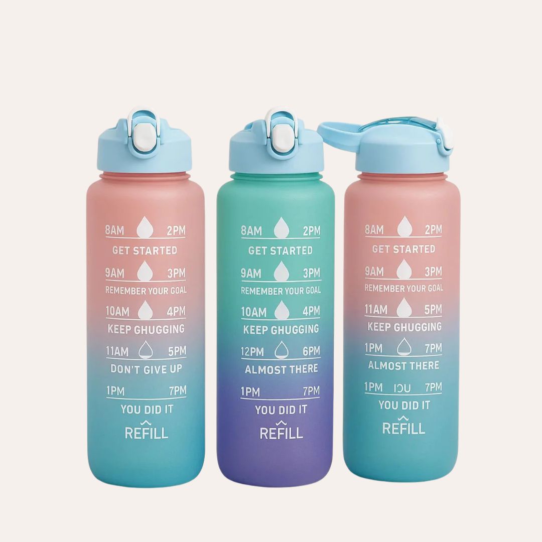 1000ml Leak-Proof Water Bottle – Time Marker & Straw for Gym, School