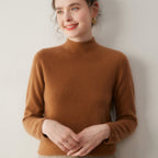 Premium Cashmere Sweater for Women – Knit, Half Turtleneck, Warm & Soft