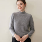 Premium Cashmere Sweater for Women – Knit, Half Turtleneck, Warm & Soft