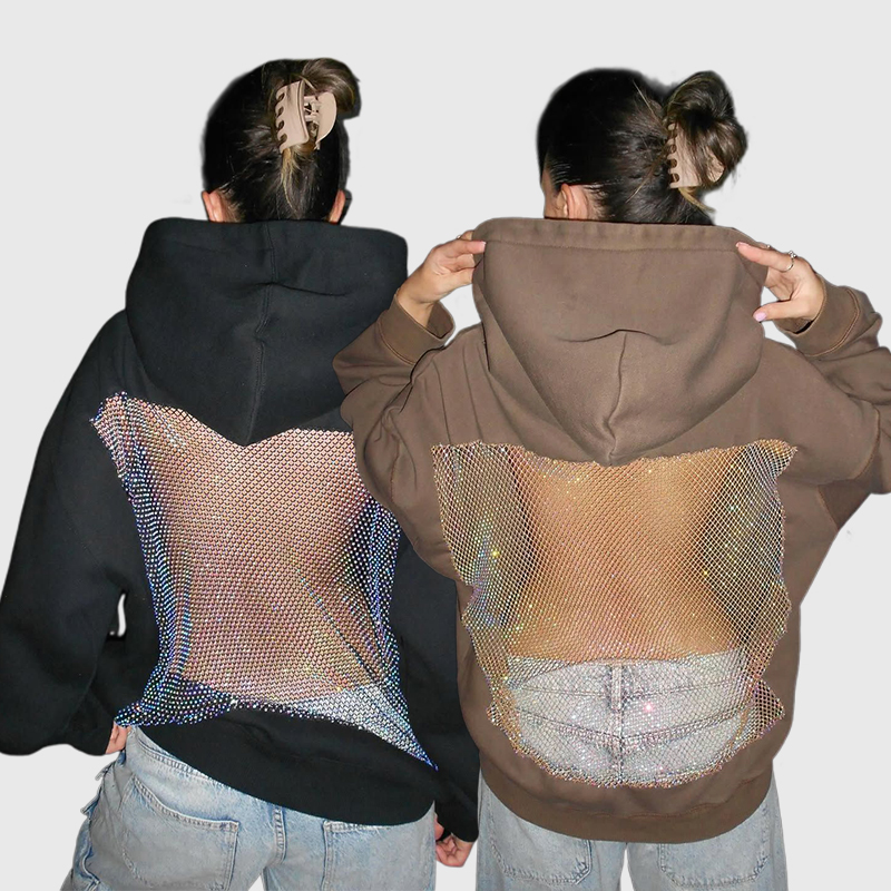 New Fall Casual Hoodie, Unisex Oversized Cutout Sweatshirt, Open Back Design, Streetwear Mesh Back Pullover