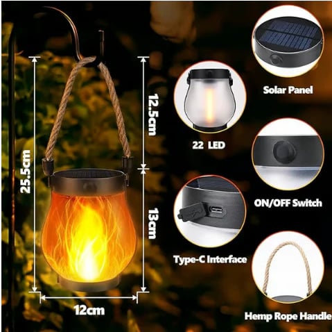 Dancing flame Solar Lantern Outdoor Lights