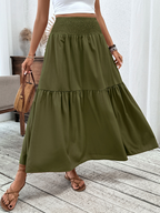 Floral print three-layer patchwork long skirt - Buy 2 items and get free shipping！
