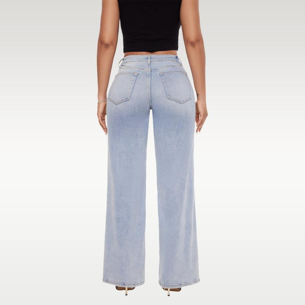 Mid-Low Rise Stretch Wide-Leg Baggy Jeans