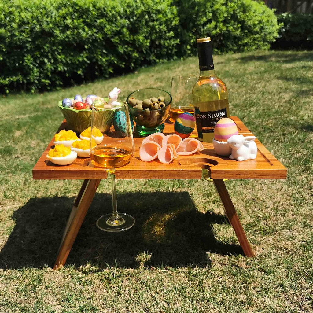 Deluxe Portable Picnic Wine Table