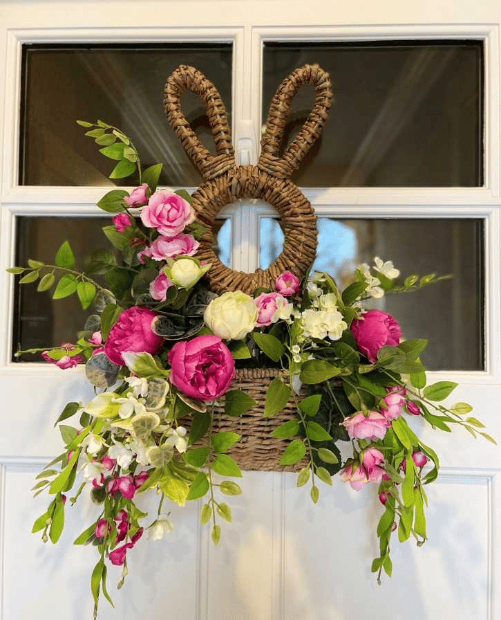 Bunny Basket Hanging Wall Pocket Spring Decor