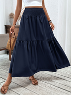 Floral print three-layer patchwork long skirt - Buy 2 items and get free shipping！