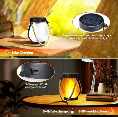Dancing flame Solar Lantern Outdoor Lights