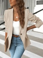 Women's Minimalist Solid Button Lapel Collar Blazer