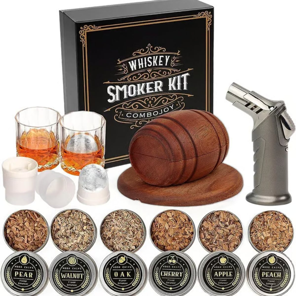 Wooden barrel smoking set