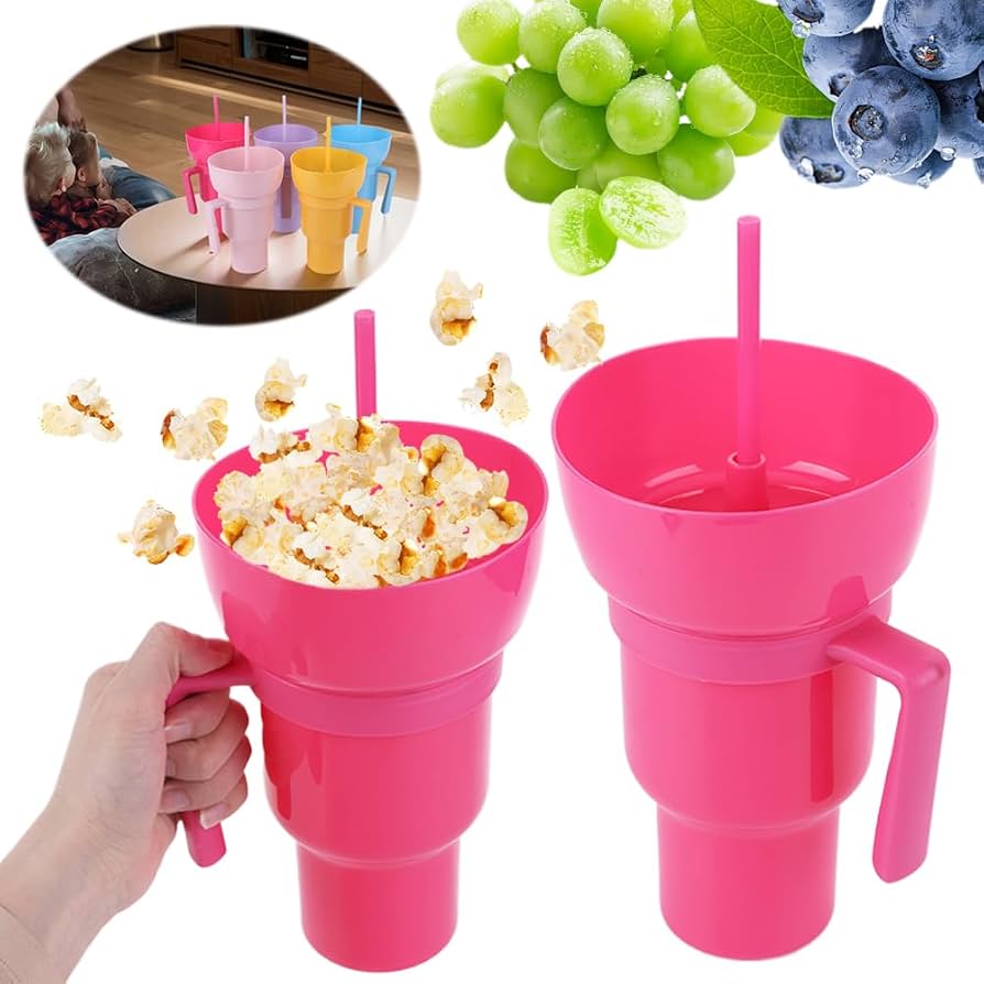 Portable Snack & Drink Tumbler – 2-in-1 with Straw