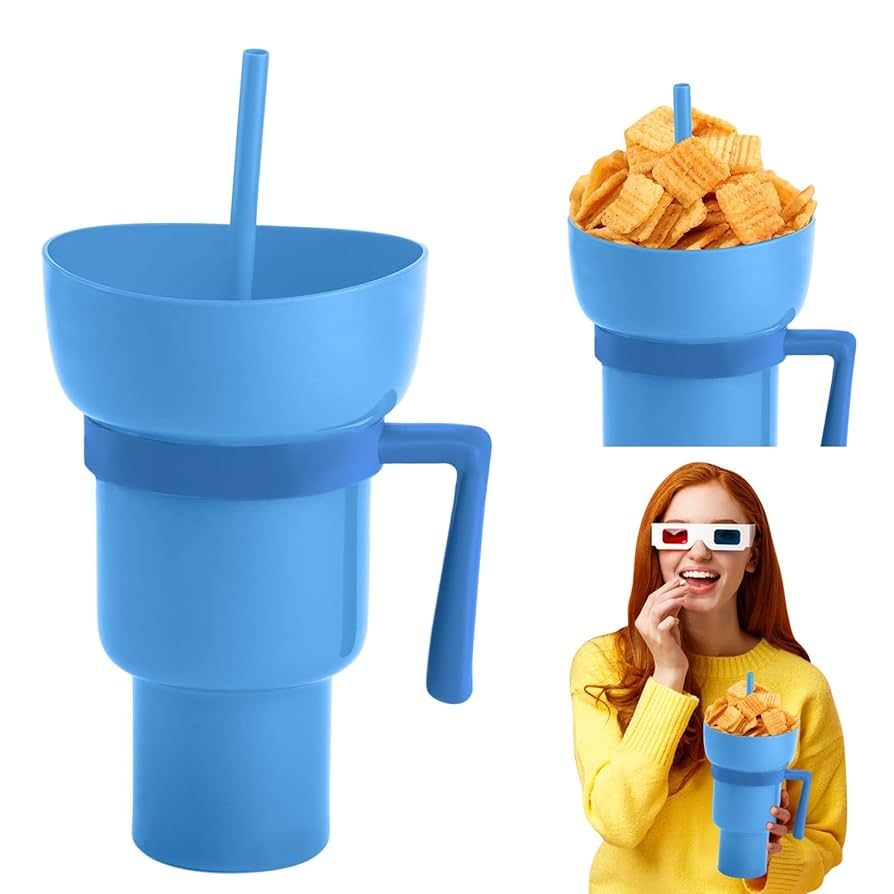 Portable Snack & Drink Tumbler – 2-in-1 with Straw