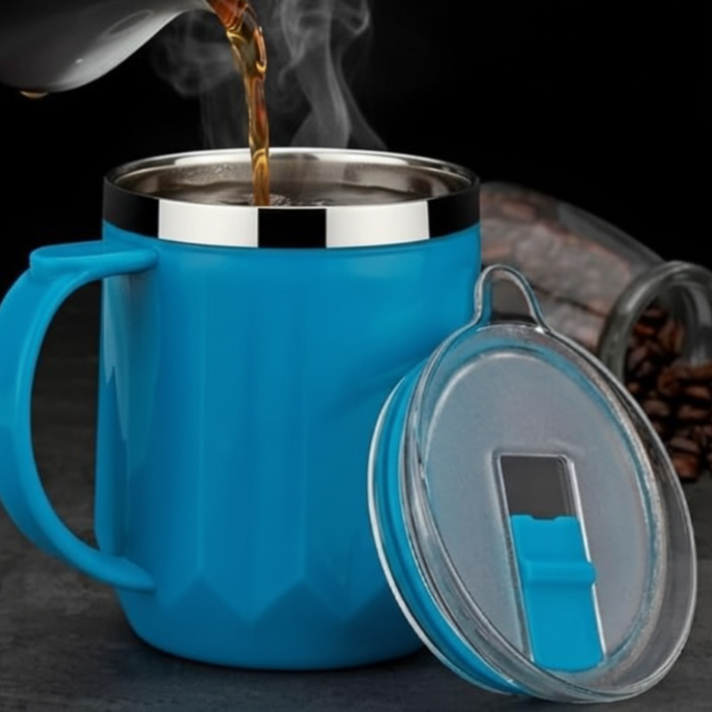 Stainless Steel Coffee Mug With Lid– Insulated Travel Cup