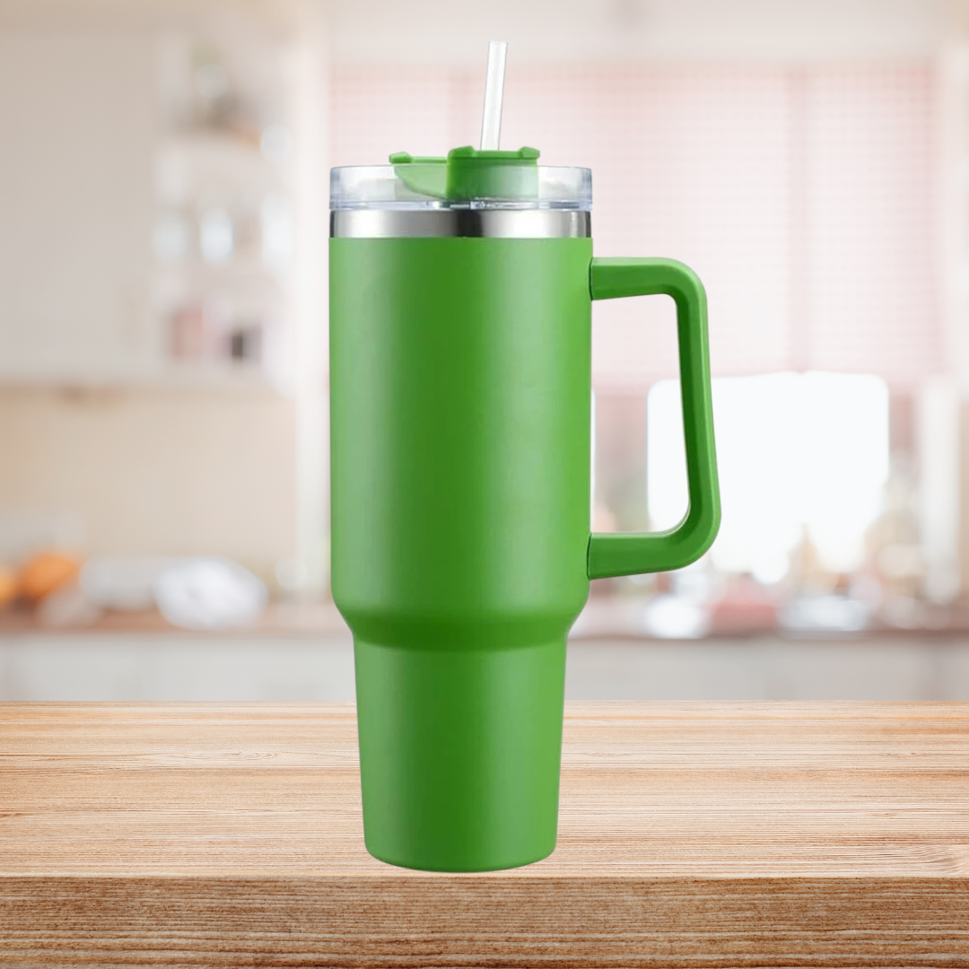 1200ml Stainless Steel Tumbler with Lid & Straw – Vacuum Insulated