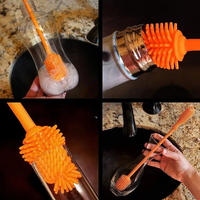 Silicone Bottle Cleaning Brush – Long Handle, Non-Scratch (Flexible)