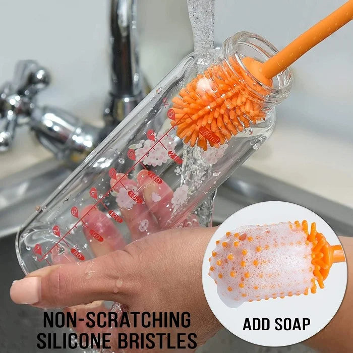 Silicone Bottle Cleaning Brush – Long Handle, Non-Scratch (Flexible)