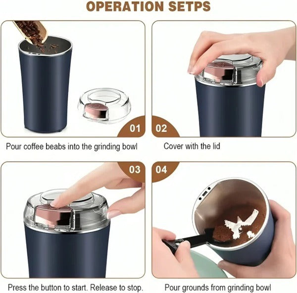 Electric Coffee & Spice Grinder – Stainless Steel, Overheat Protection