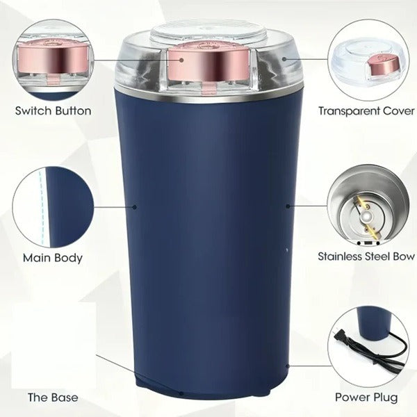 Electric Coffee & Spice Grinder – Stainless Steel, Overheat Protection