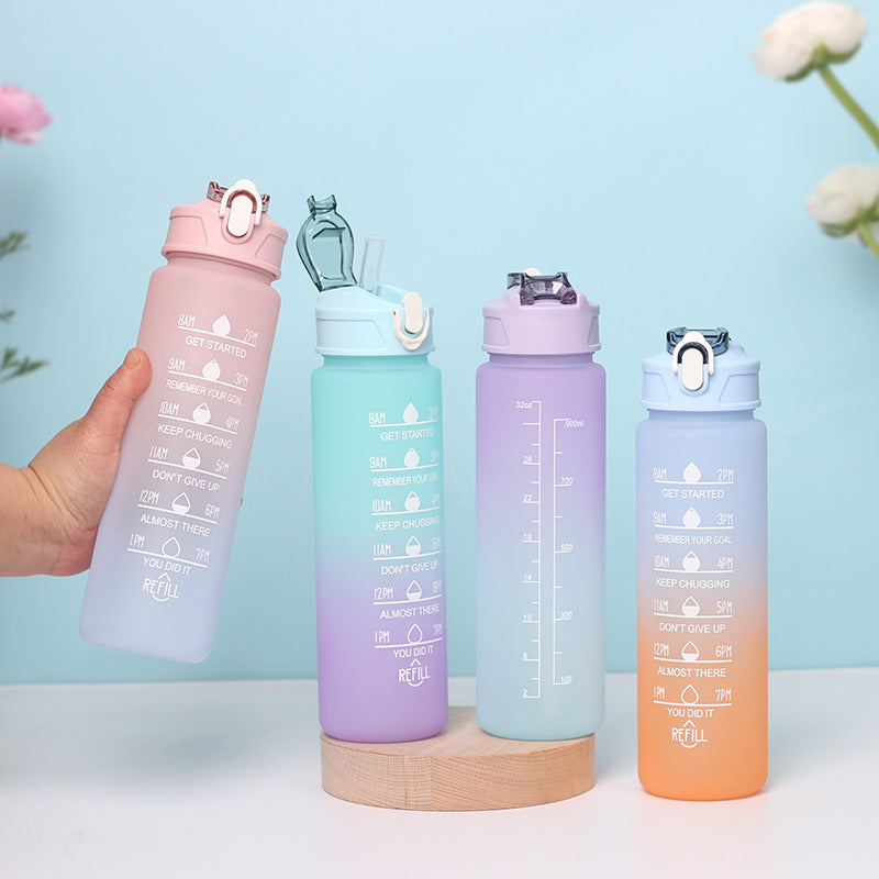 1000ml Leak-Proof Water Bottle – Time Marker & Straw for Gym, School