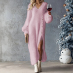 Festive Reindeer Side Slit Dress