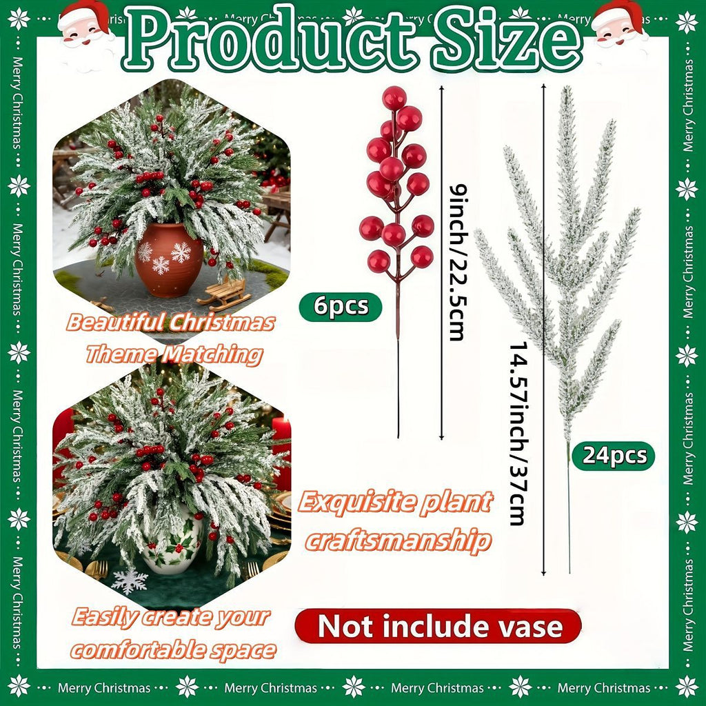 Artificial Norfolk Pine Branches with Red Berries - Christmas Greenery That Lasts!