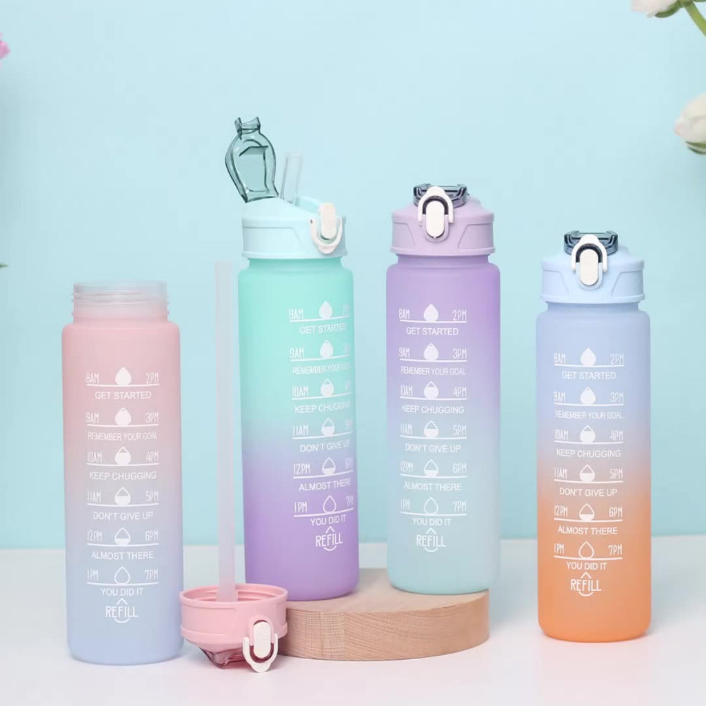 1000ml Leak-Proof Water Bottle – Time Marker & Straw for Gym, School