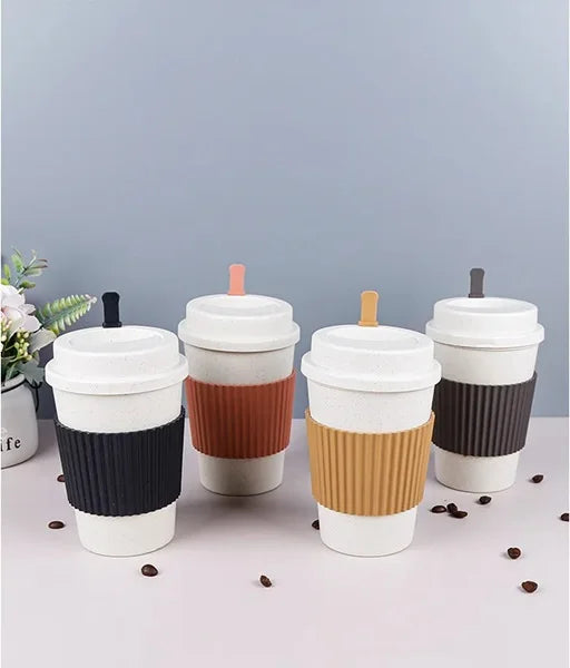 Reusable 500ml Coffee Cup – Leakproof Lid, Portable