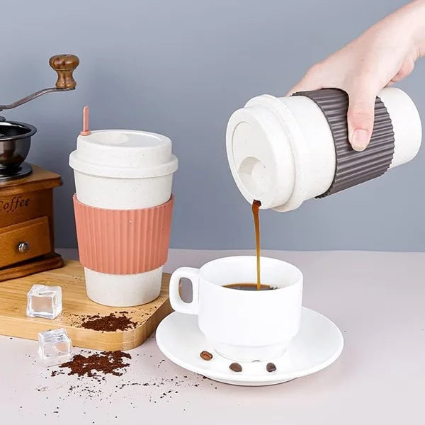 Reusable 500ml Coffee Cup – Leakproof Lid, Portable