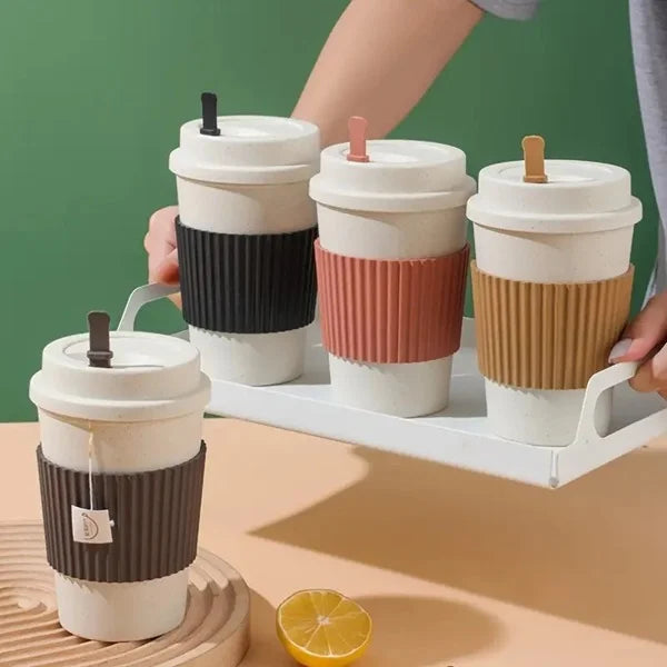 Reusable 500ml Coffee Cup – Leakproof Lid, Portable